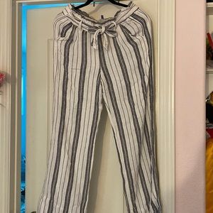 Womens M Striped Jumpsuit Pants